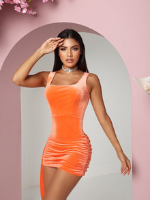  CLEMENTINA BODYCON MINI DRESS TANGERINE