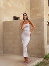 MAEVE BACKLESS BODYCON CHAMPAGNE MAXI DRESS