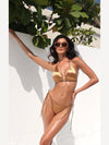 GOLD HAVANA SILK FEEL BIKINI SHINY GOLD